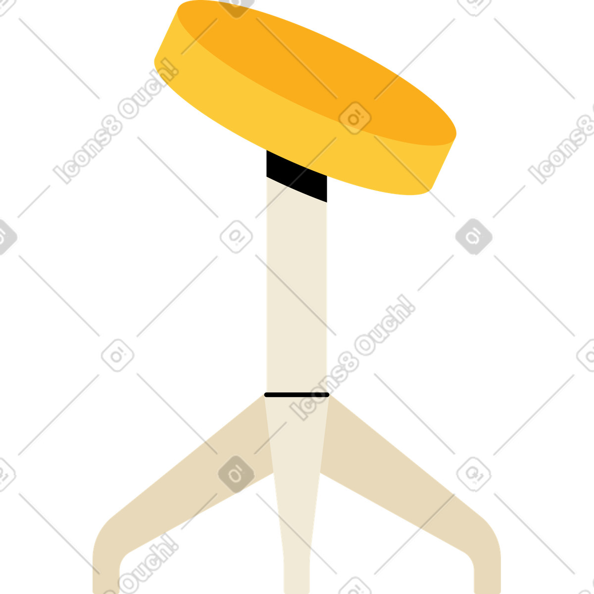 Round stool with reclining seat illustration in Juicy style download in PNG, SVG