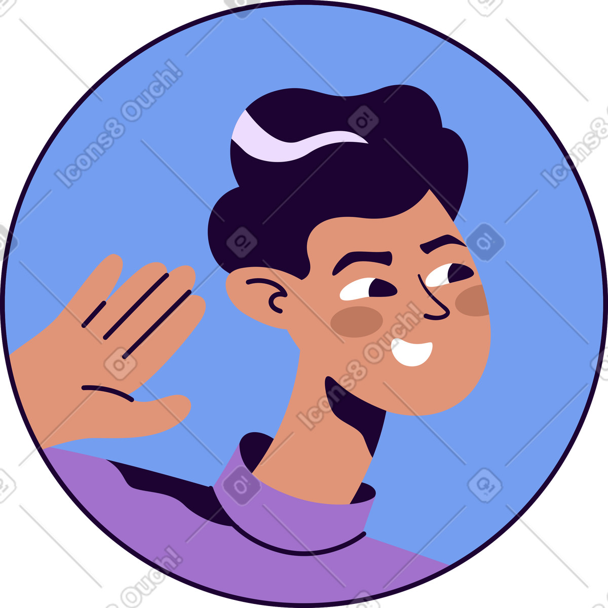 Das gesicht des mannes im kreis-Illustration Martina-Stil als Download in PNG, SVG