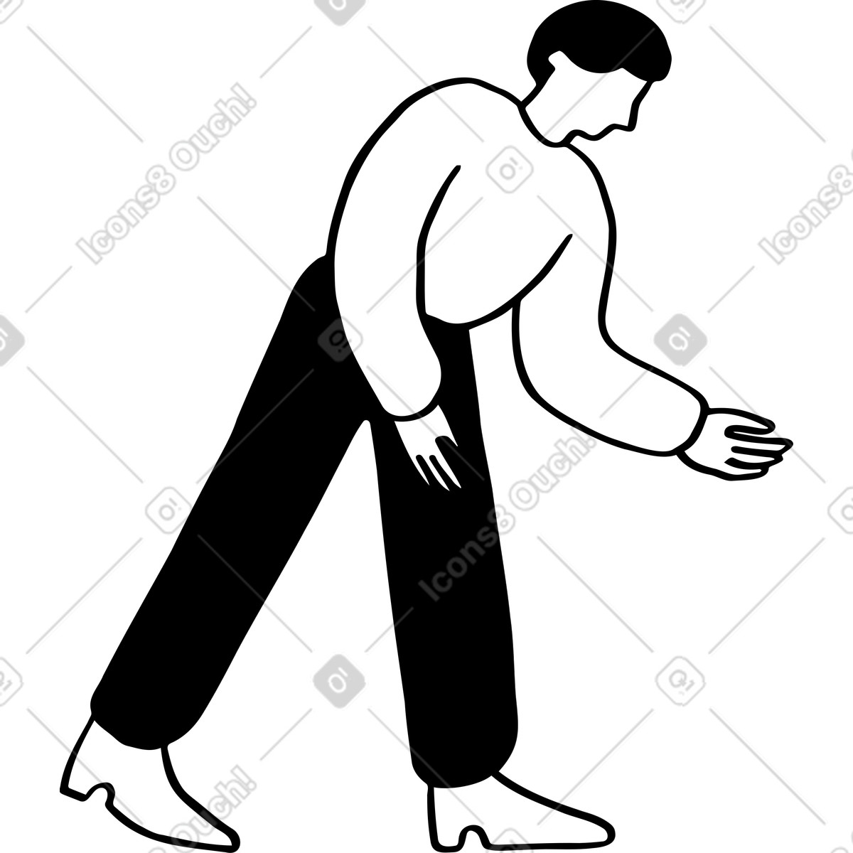Man bent over and holding something illustration in Journal style download in PNG, SVG