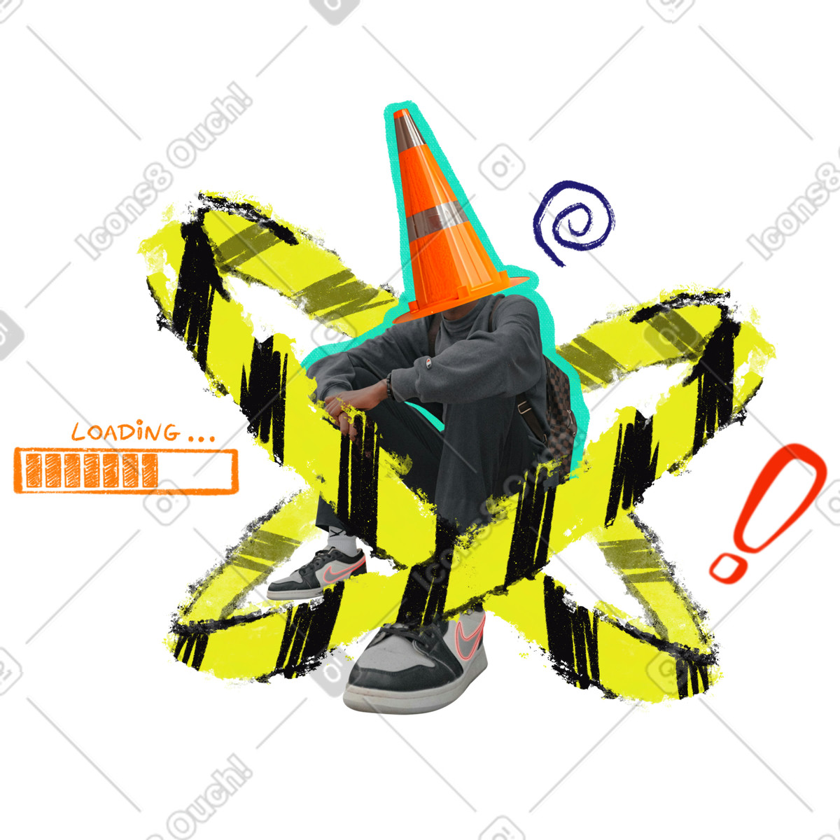 Ilustración Collage digital de error no encontrado en estilo Energy a descargar en PNG y SVG