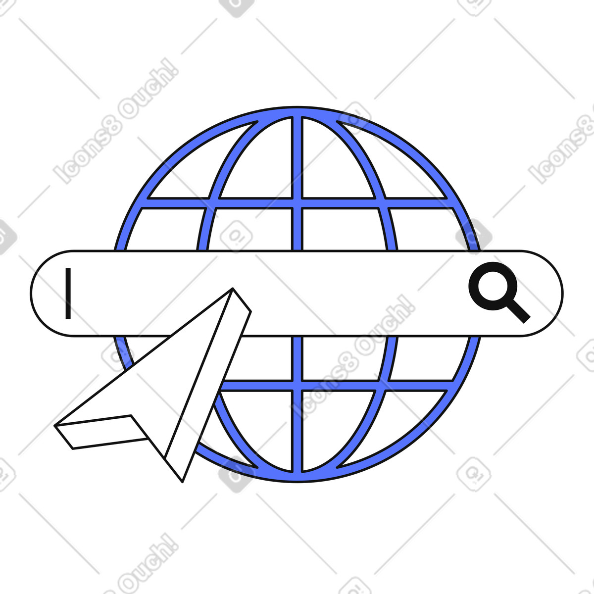 Web search bar over internet globe for online exploration illustrazione in stile Main scarica in PNG, SVG