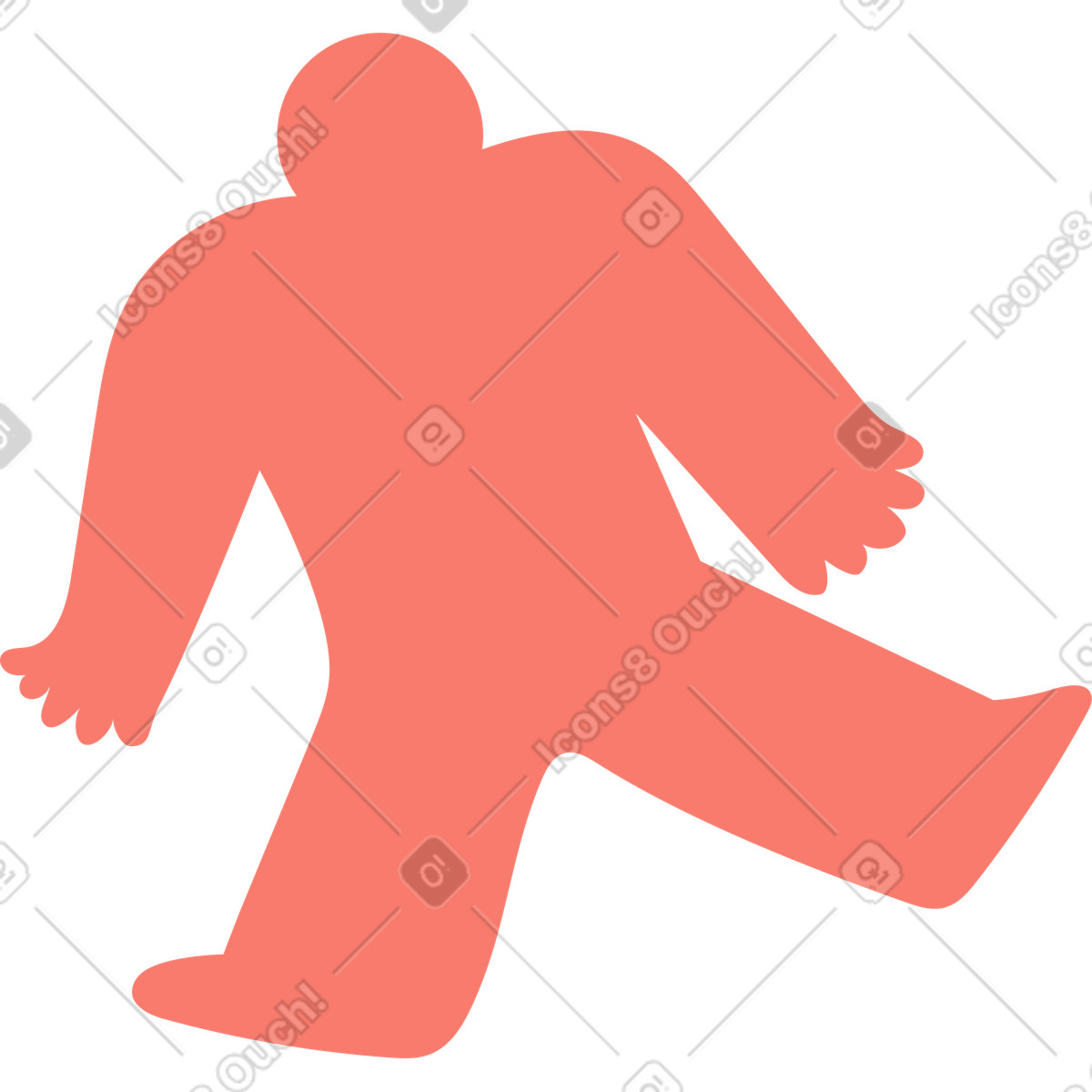 Ilustração de Abstract character silhouette taking step with relaxed arms and hands em no estilo Bold People para baixar em PNG, SVG