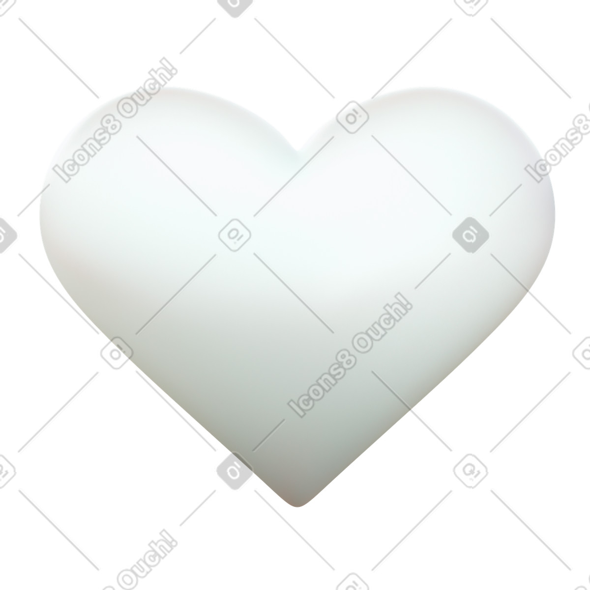 White heart-Illustration im 3D Fluency-Stil als Download in PNG, SVG