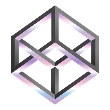A three-dimensional cube with interlocking frames - Illusion style illustration