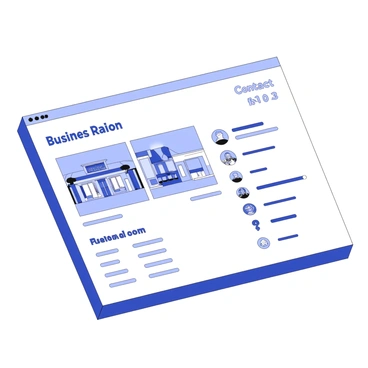 A web page features a detailed business listing. At the top, there is a prominent business name displayed in bold text. Below the name, several images of the business are arranged in a grid format, showcasing various aspects of the establishment. To the right of the images, there is a section showing a star rating, with a number indicating the average rating below it. Further down, contact information is clearly listed, including a phone number and an email address. Additional details about the business, such as its location and hours of operation, are organized in a structured format beneath the contact information. The layout is clean and user-friendly, allowing easy navigation.