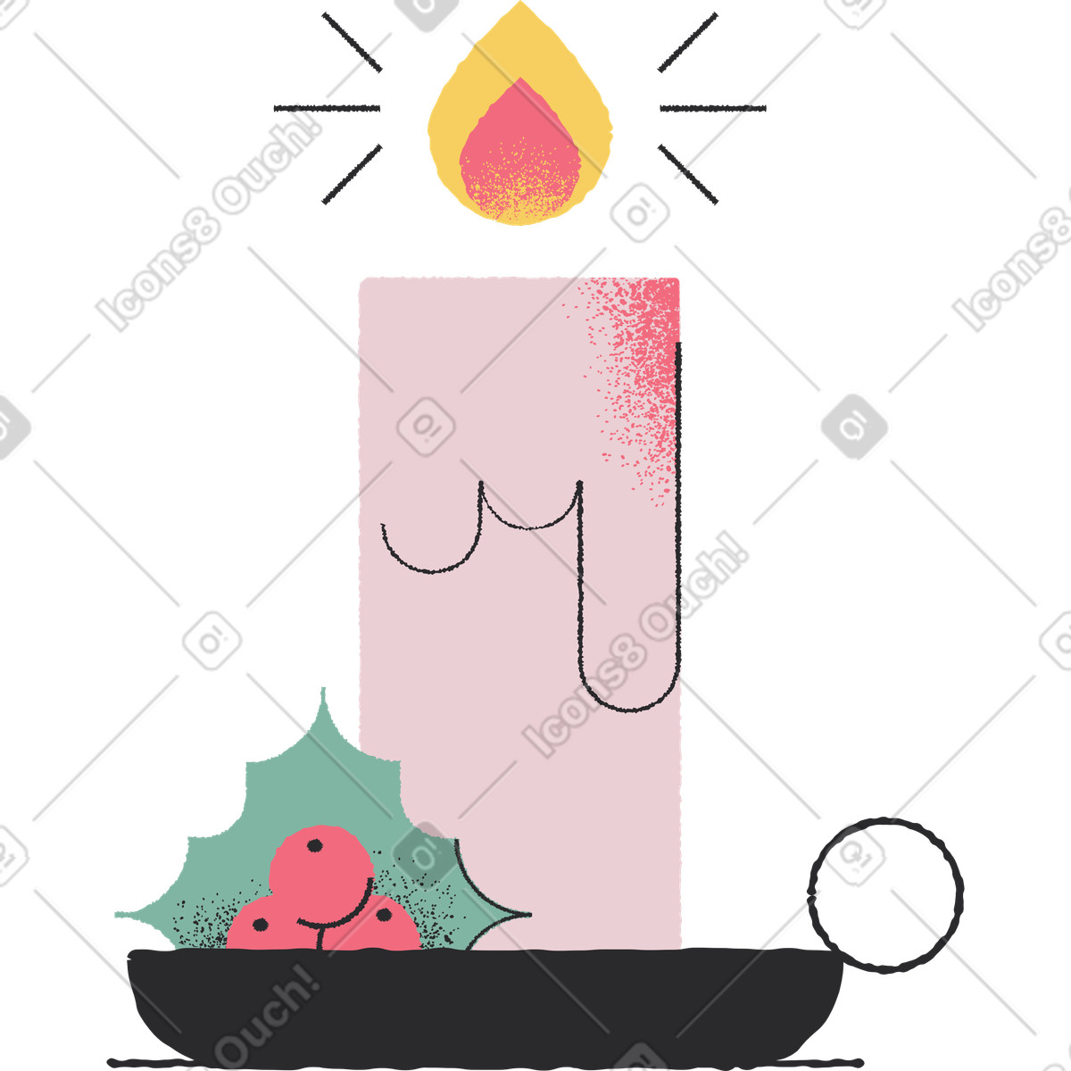 Ilustração de Vela natal em no estilo Pablo para baixar em PNG, SVG