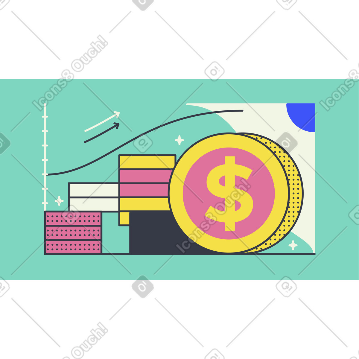 Line graph representing financial growth illustration in PNG, SVG