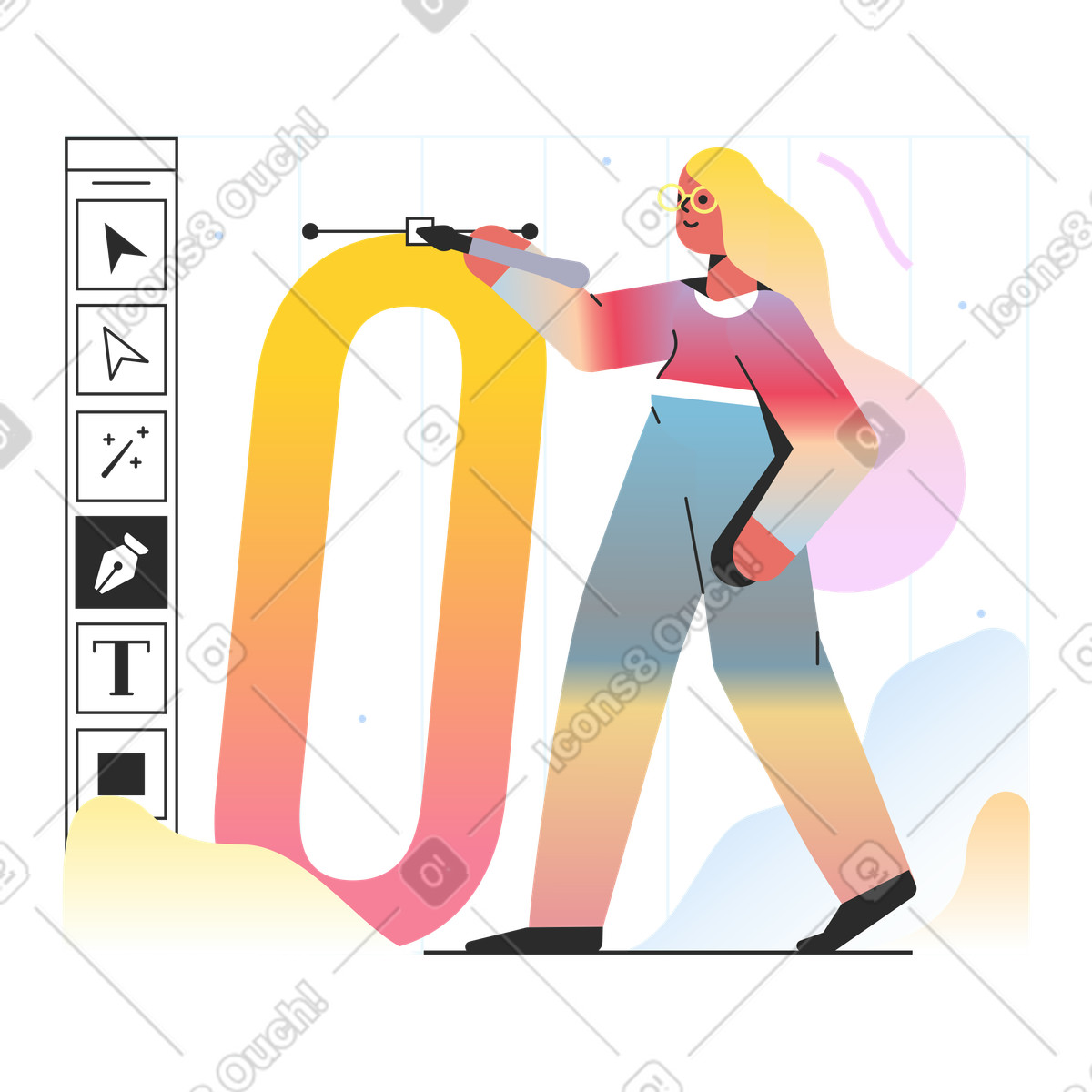 Ilustración Proceso de diseño en estilo Marginalia a descargar en PNG y SVG