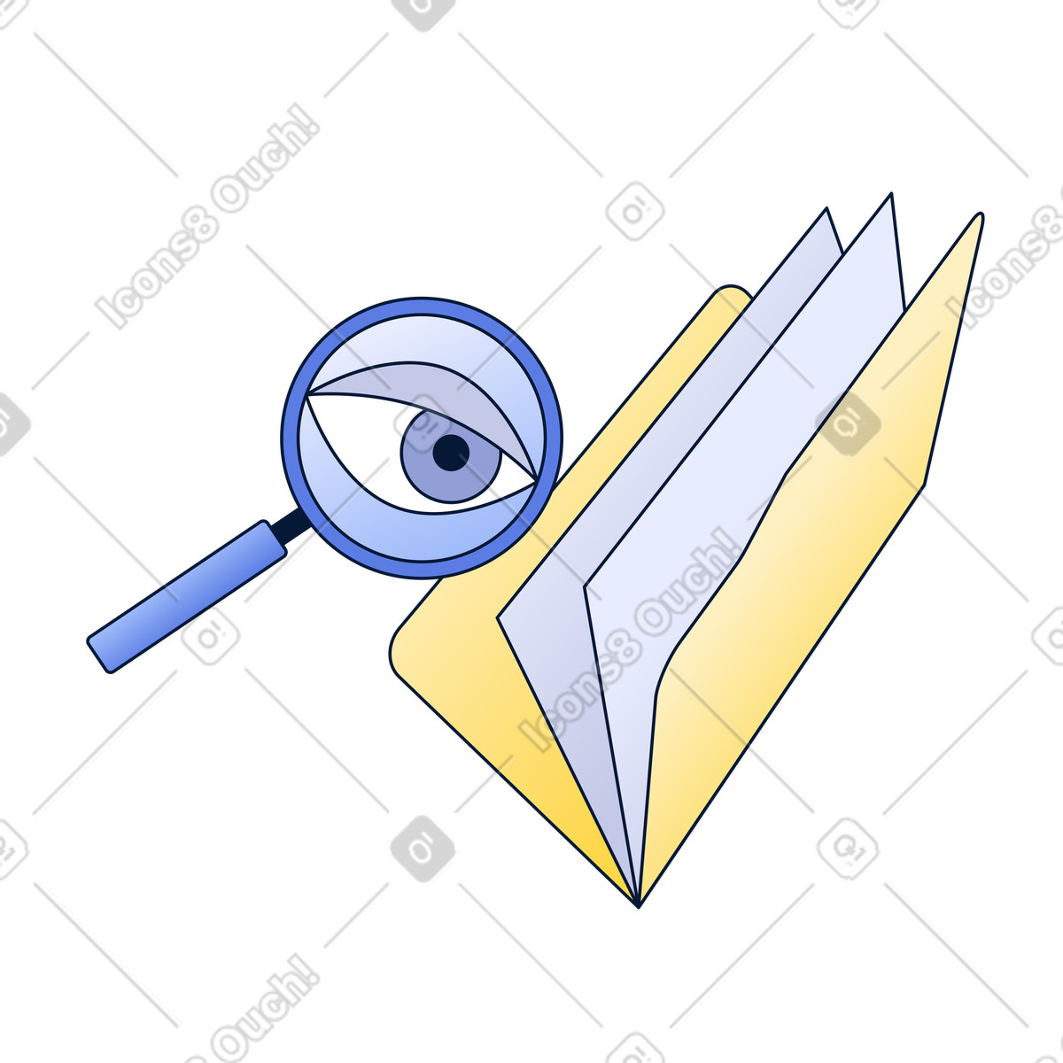 Ricerca del documento nella cartella dei file illustrazione in stile Neat scarica in PNG, SVG