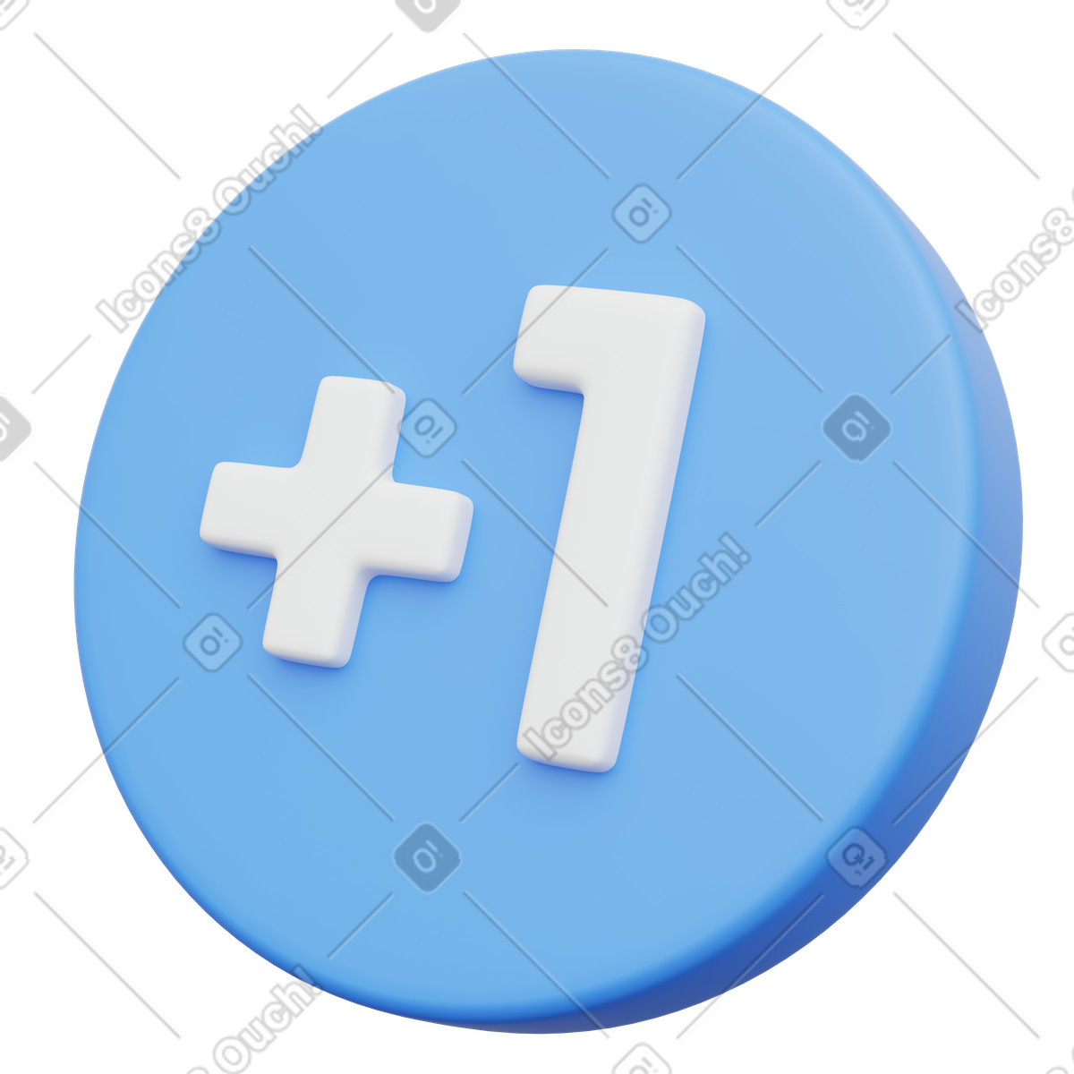 Blue online community growth plus one counter illustration in 3D Playful style download in PNG, SVG