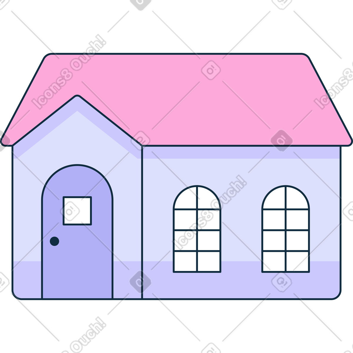 Kleines haus-Illustration im Bubble gum-Stil als Download in PNG, SVG