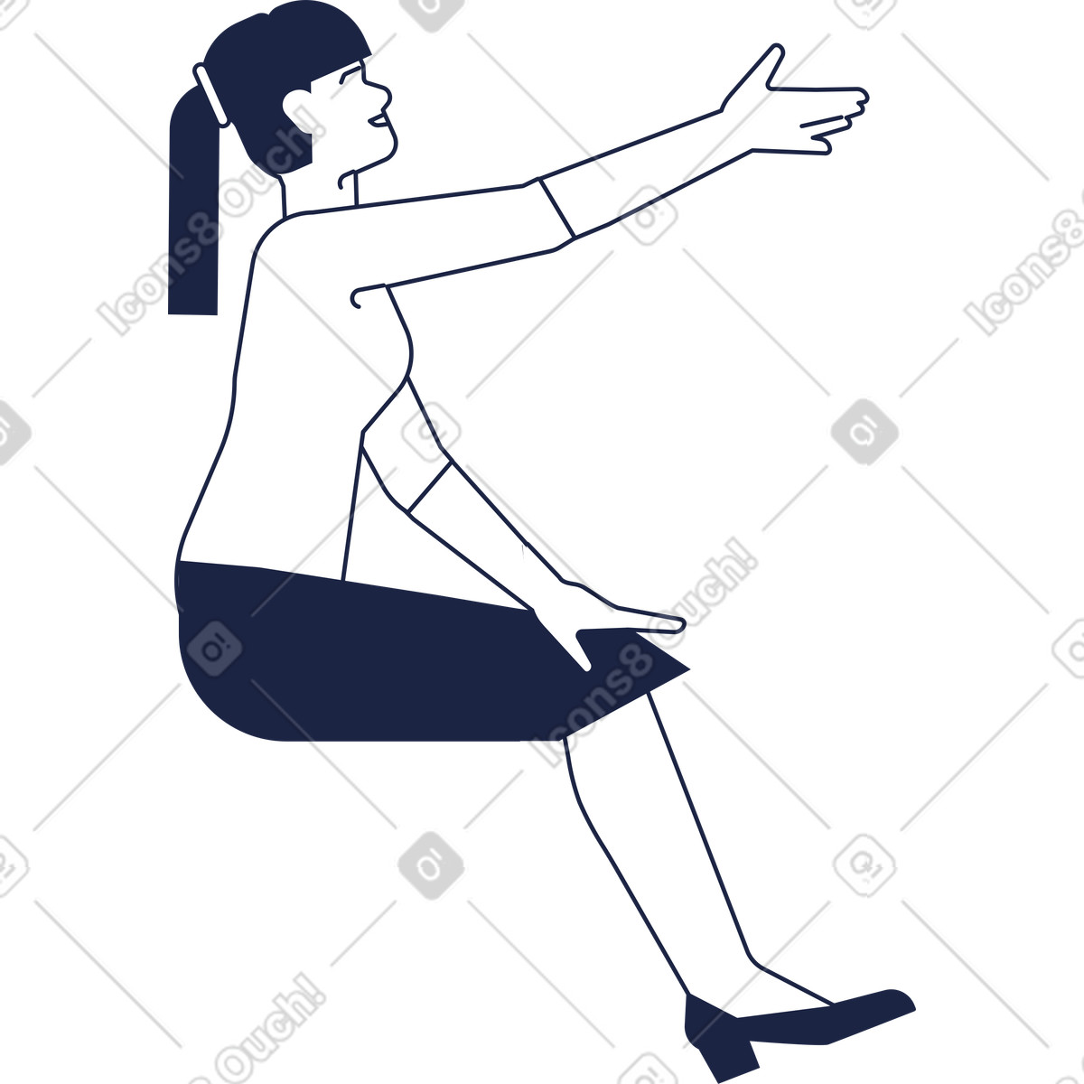 Sitting woman illustration in Urban Line style download in PNG, SVG