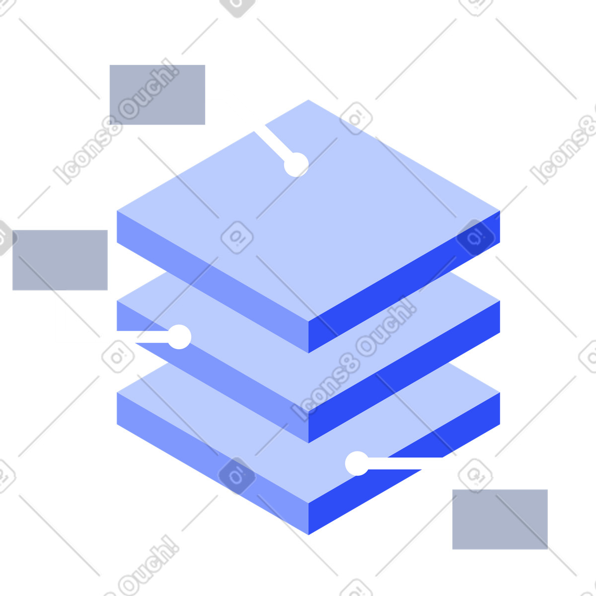 System スタイルの Stacked diagram blocks with connecting description endpoints のイラストをPNG、SVG形式でダウンロード