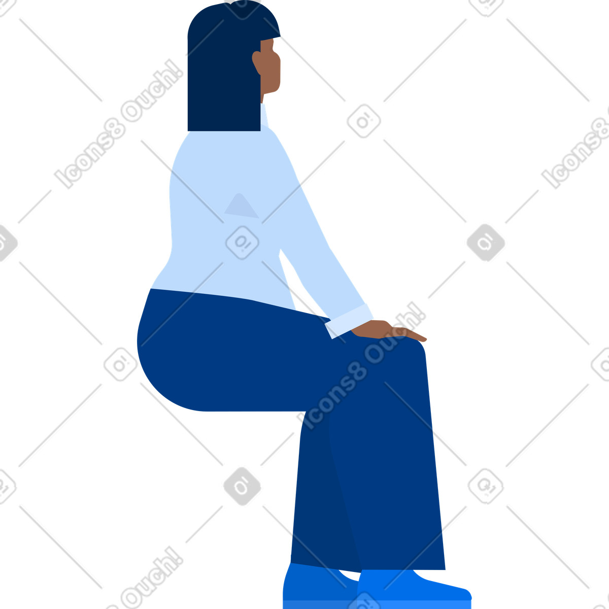Woman plus size sitting back view illustration in Urban style download in PNG, SVG