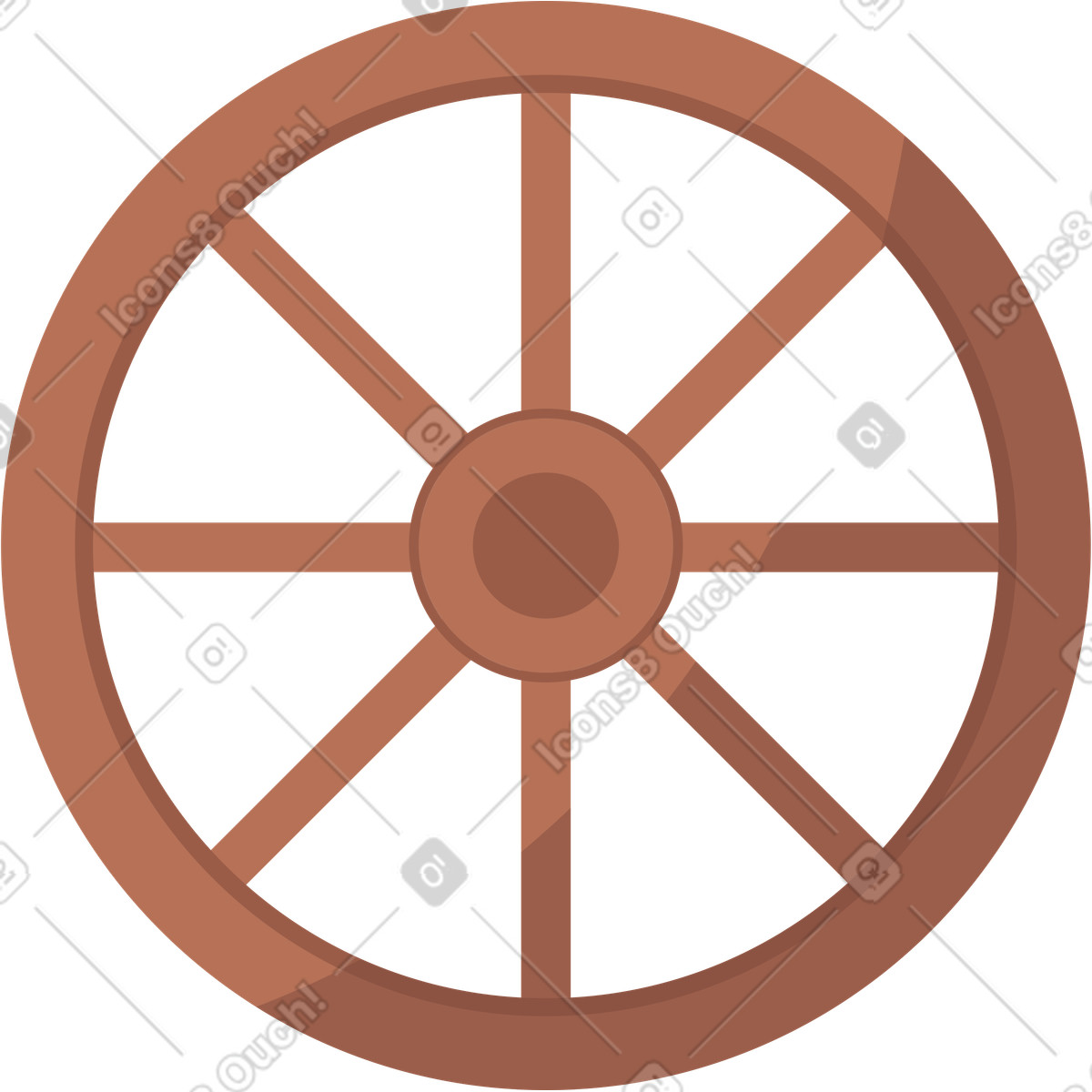 Illustration Roue de chariot en bois dans le style Lagom à télécharger aux formats PNG, SVG