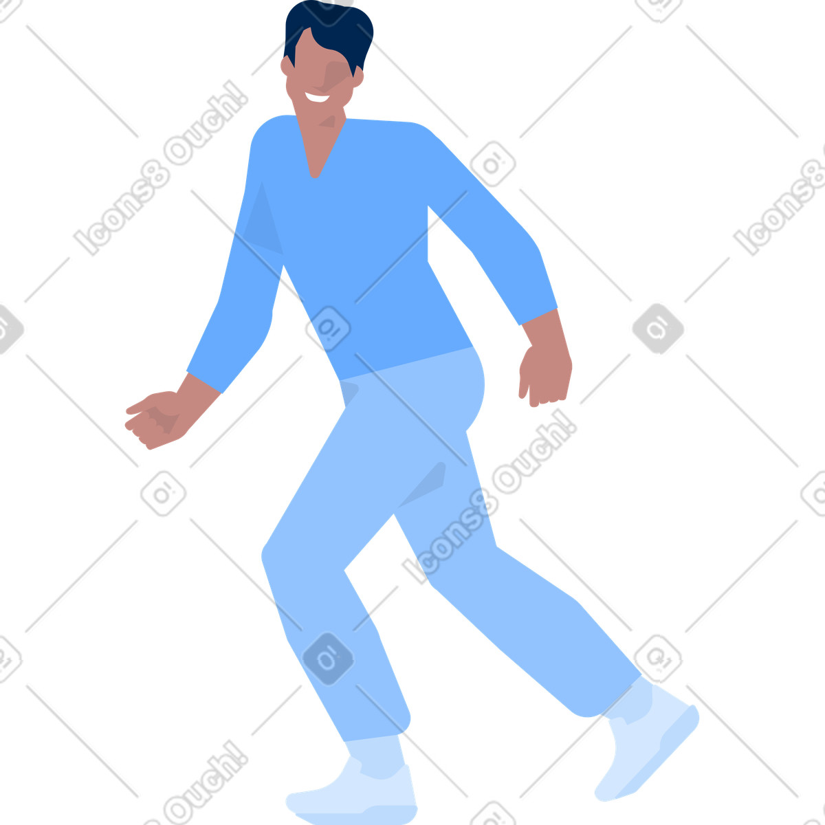 Ilustração de Homem sorridente corre e vira a cabeça em no estilo Urban para baixar em PNG, SVG