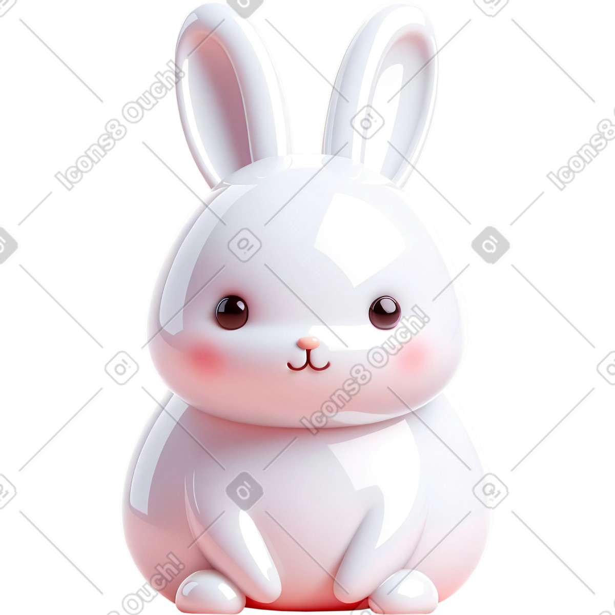 White rabbit illustration in 3D Mini style download in PNG, SVG