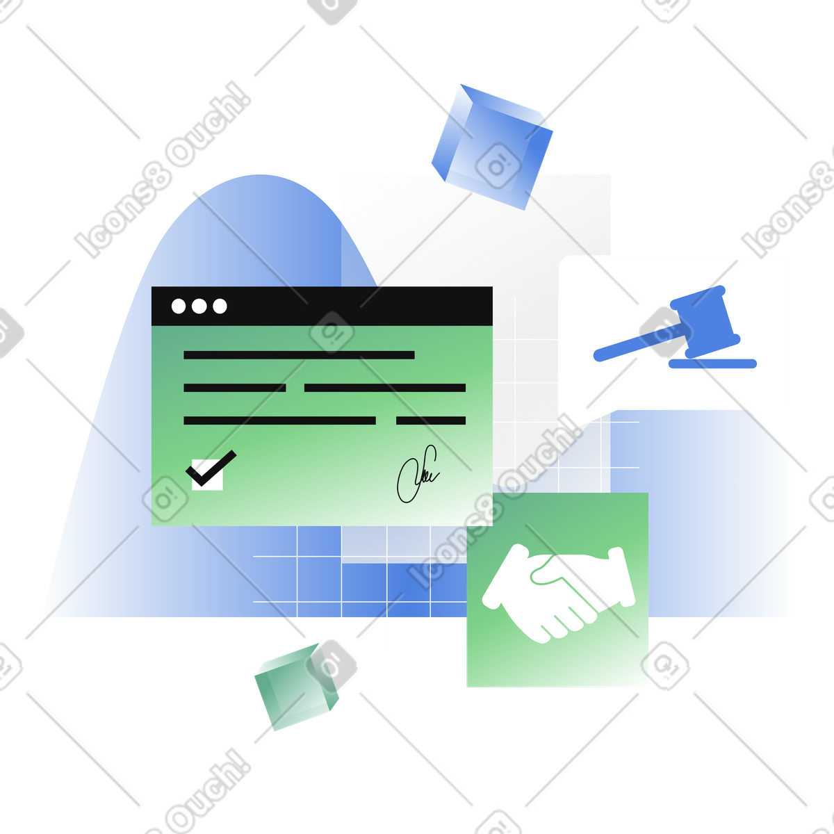 Business law, regulations and legal system illustration in PNG, SVG