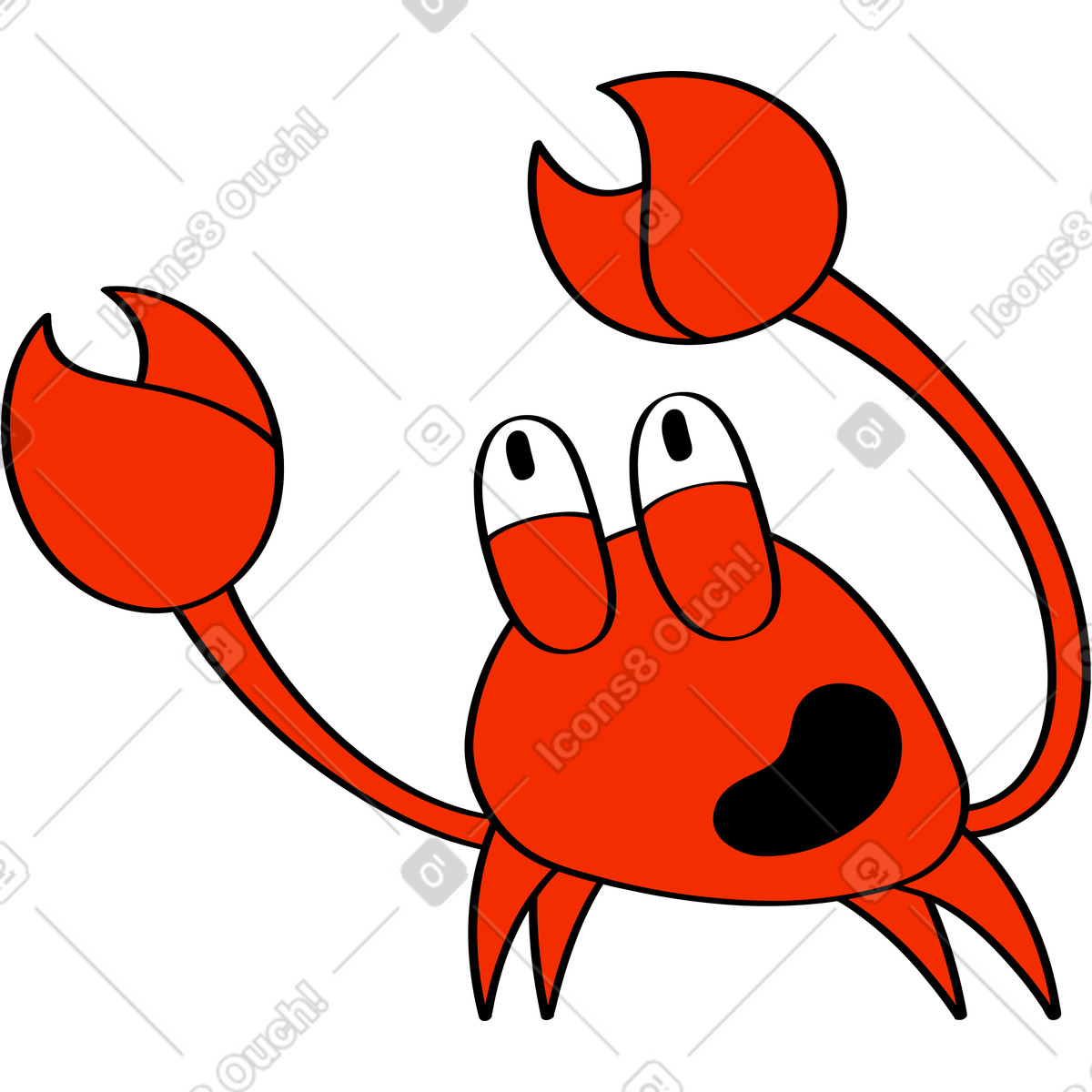 Looney スタイルの カニ のイラストをPNG、SVG形式でダウンロード