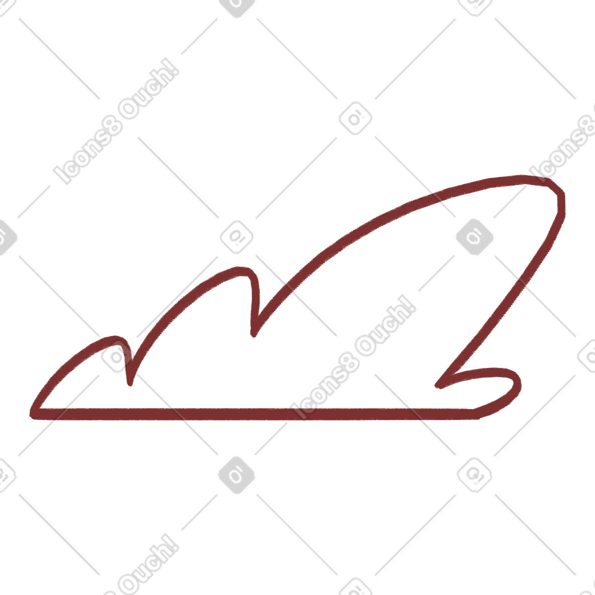 Ilustração de Red outline cloud tilted to the right em no estilo Sleepy para baixar em PNG, SVG