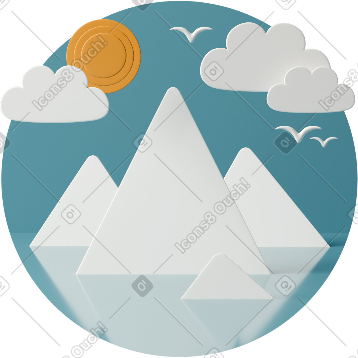 3D Casual life スタイルの Glaciers under the sun のイラストをPNG、SVG形式でダウンロード