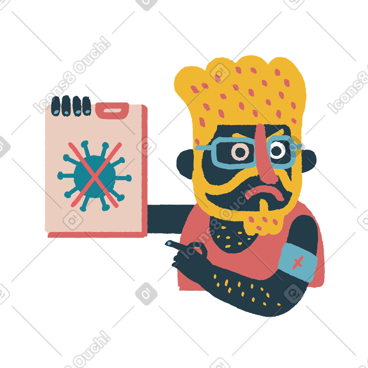 Ilustración Deja de covid! en estilo Flamenco a descargar en PNG y SVG