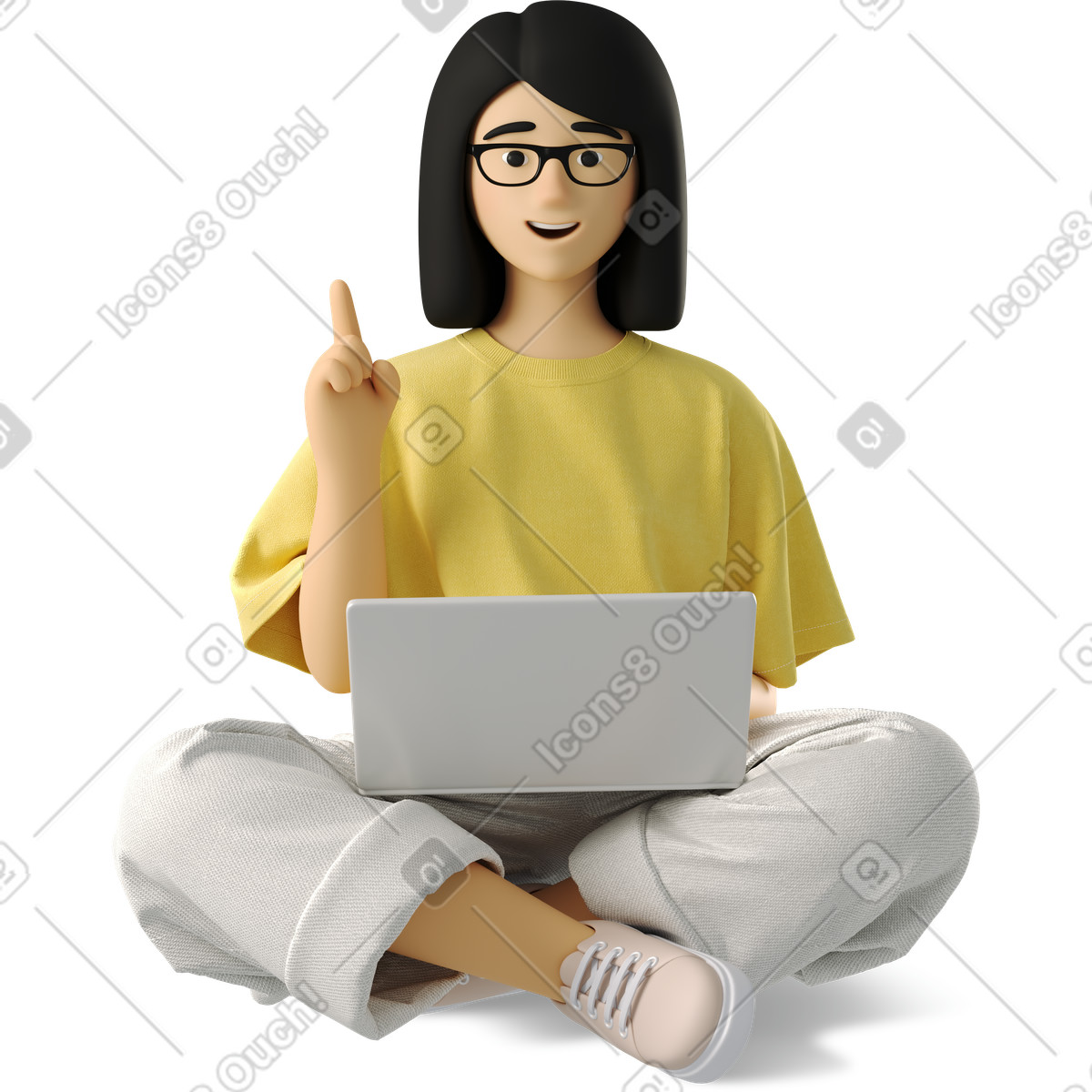 Ilustração de Young woman has an idea em no estilo 3D Business para baixar em PNG, SVG