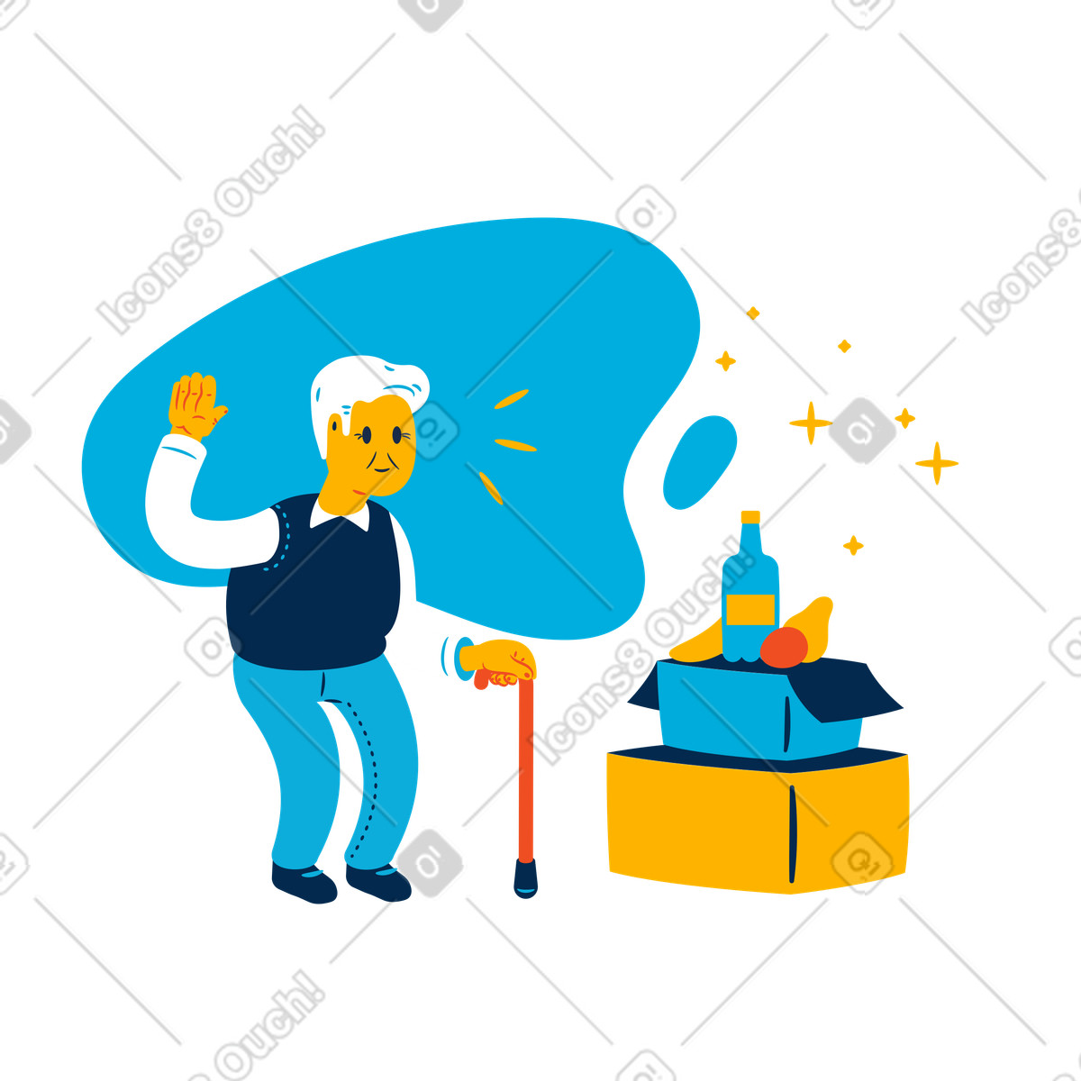 Flame スタイルの Grocery delivery for seniors のイラストをPNG、SVG形式でダウンロード