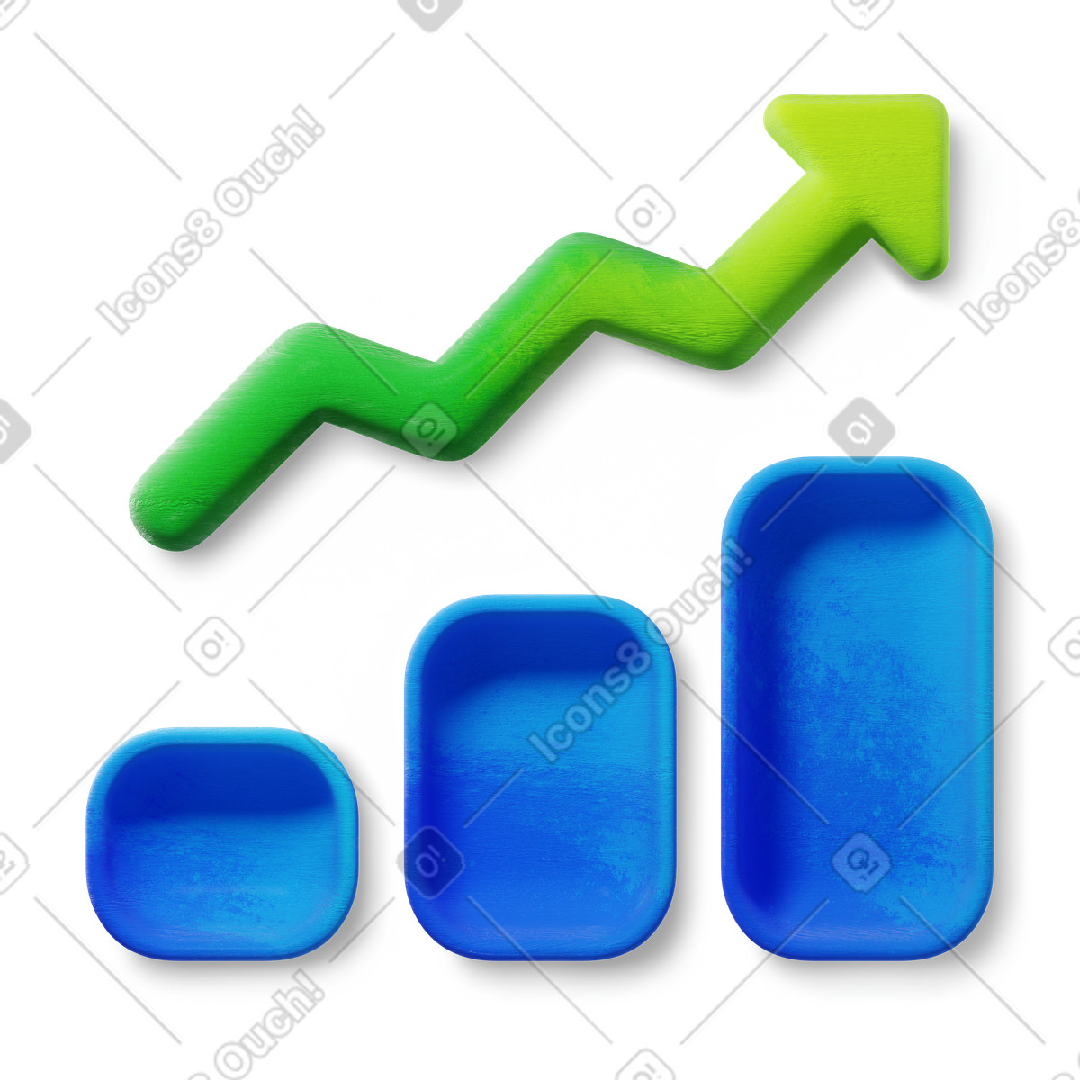Illustration Rising combo chart dans le style 3D Microsoft Fluent à télécharger aux formats PNG, SVG