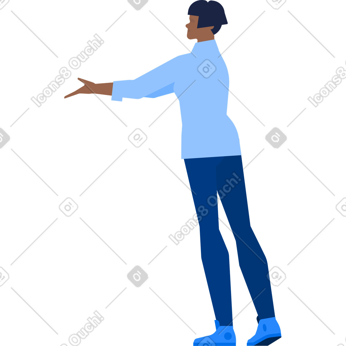Frau mit ausgestreckten armen-Illustration im Urban-Stil als Download in PNG, SVG
