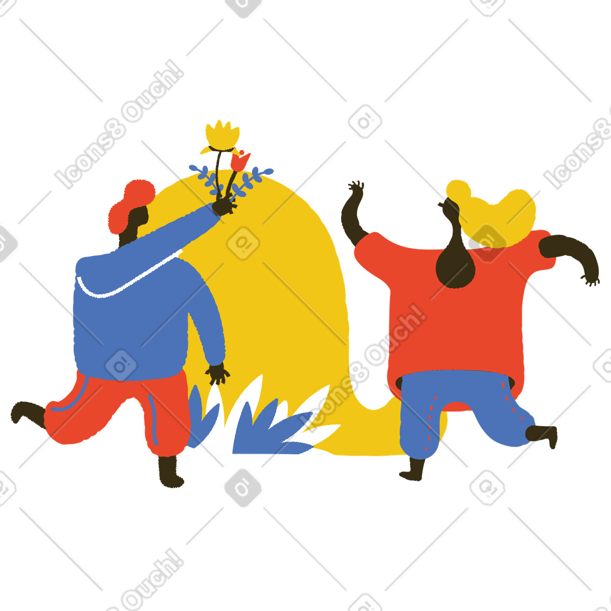 下载 Bermuda 风格的 热恋中的情侣 插画，支持 PNG、SVG 格式