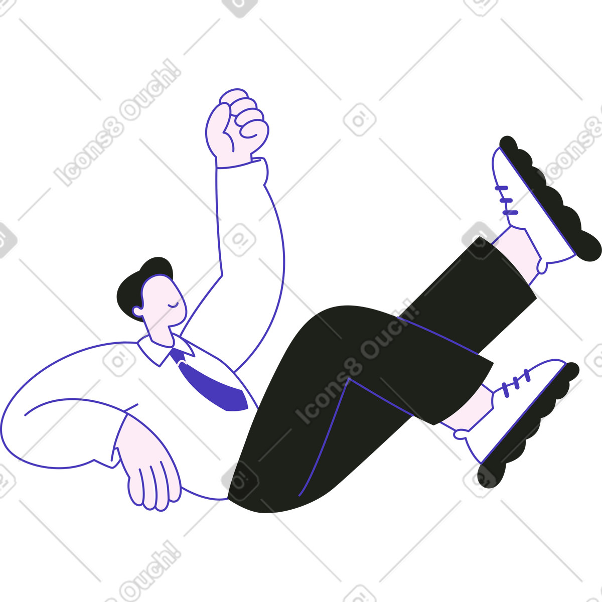 Ilustración Hombre acostado con las piernas y los brazos estirados en estilo Blueberry a descargar en PNG SVG