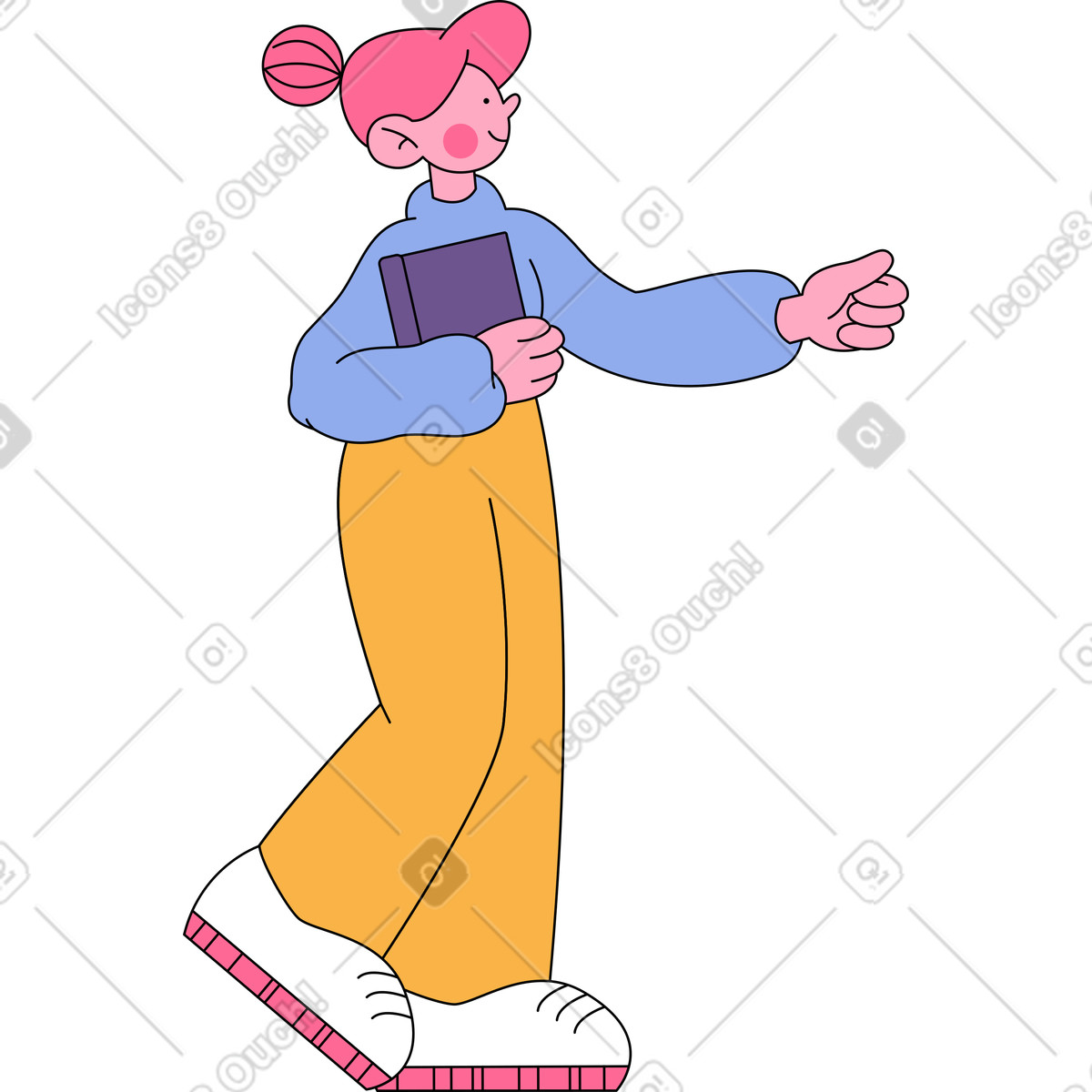 Bloom スタイルの 本を持つ少女 のイラストをPNG、SVG形式でダウンロード