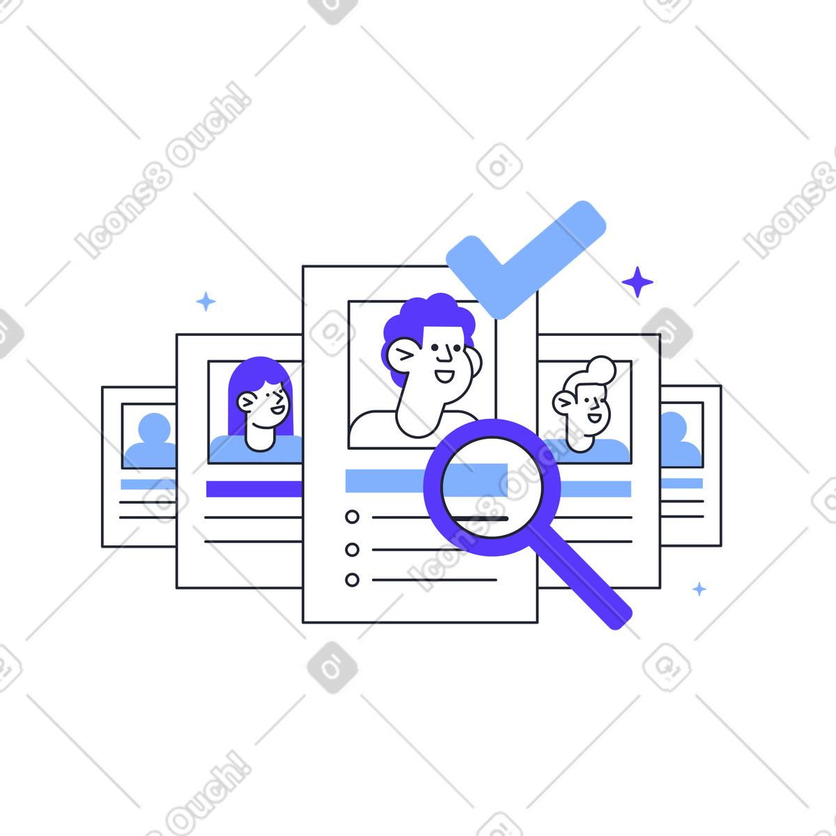 Perfect candidate's cv found-Illustration im Pablita-Stil als Download in PNG, SVG