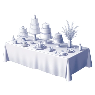 An elaborate dessert table featuring cakes and pastries decorated with candy corn