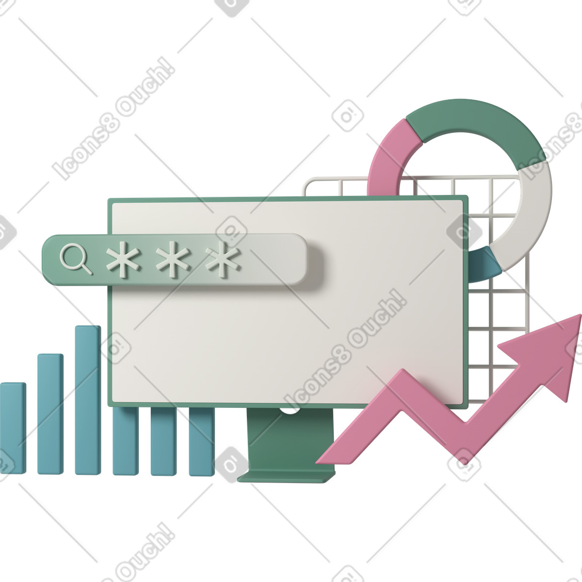 Data visualization and search-Illustration im 3D Casual life-Stil als Download in PNG, SVG
