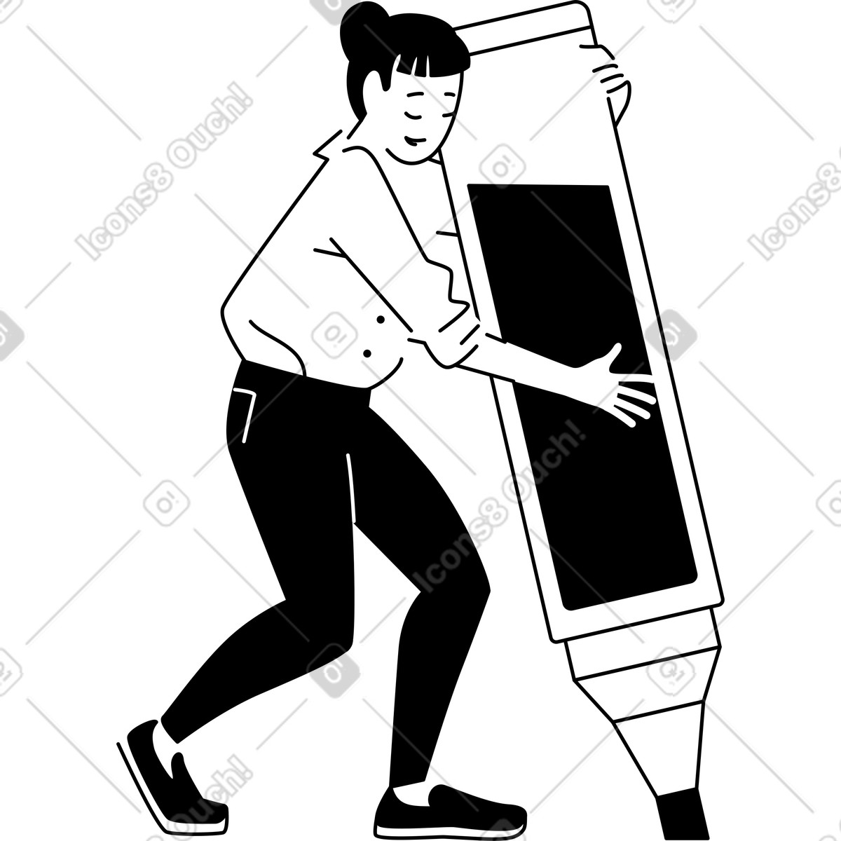Ilustración Mujer joven con un resaltador de texto en estilo Weekday a descargar en PNG y SVG