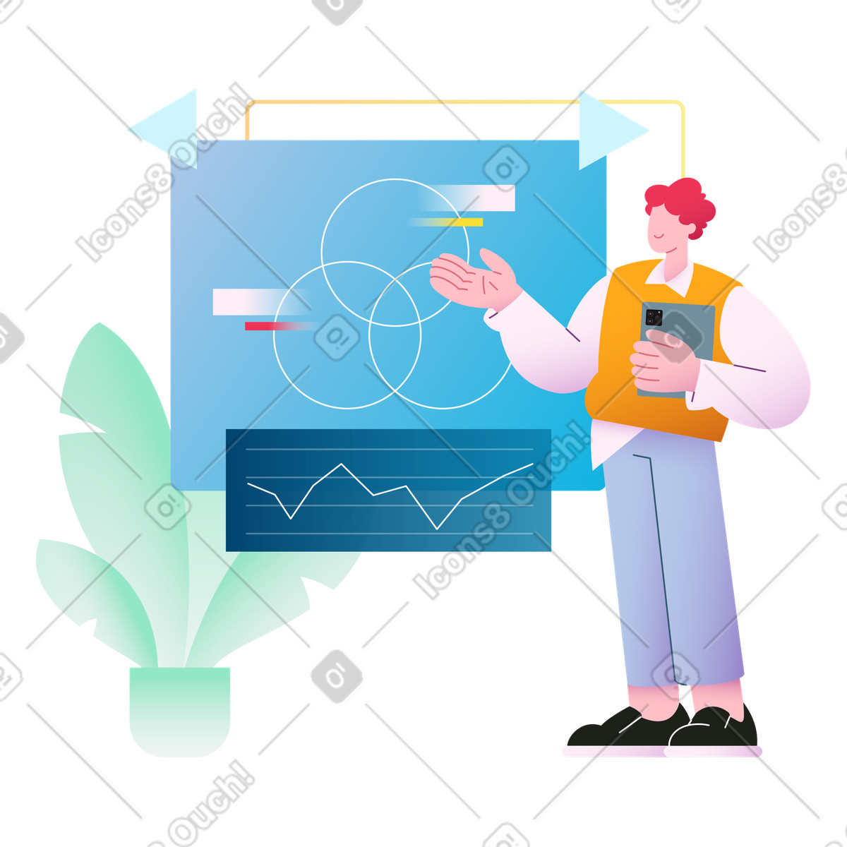 Employee giving visual report, Business meeting or data analysis illustration in PNG, SVG