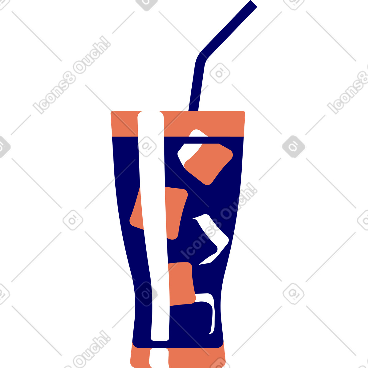 Drink with ice illustration in Lounge style download in PNG, SVG