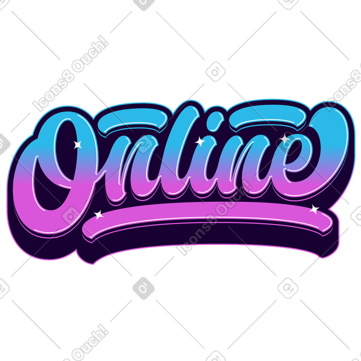 Lettering online con ombra e testo sfumato illustrazione in stile scarica in PNG, SVG