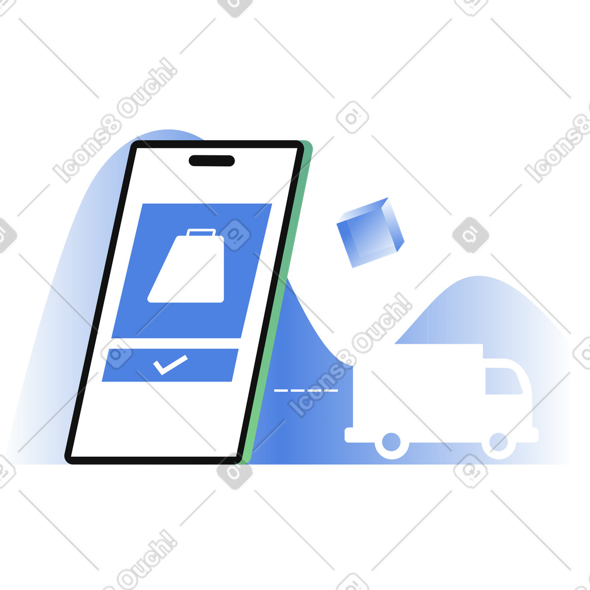 Tracking online shopping delivery status illustration in PNG, SVG