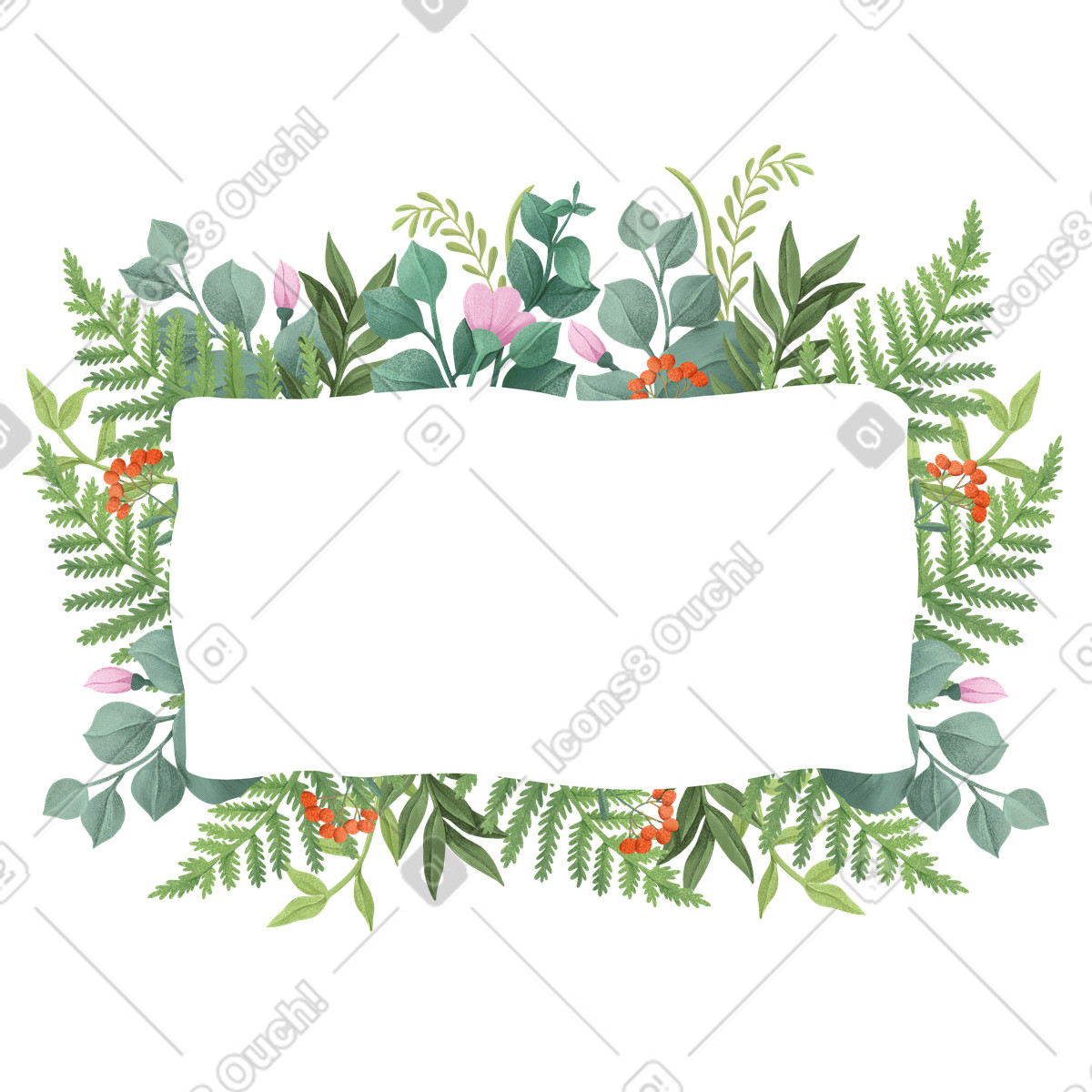 Illustration Diverses feuilles vertes avec espace de copie dans le style Floral à télécharger aux formats PNG, SVG