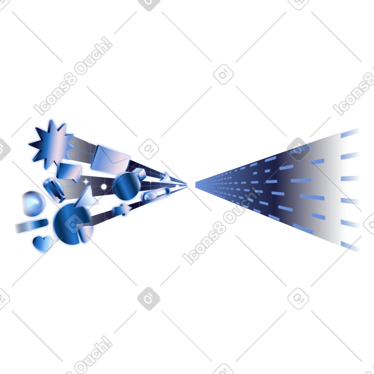 Digitizing data, Converted into code, Content transformation flow illustrazione in stile Dimension scarica in PNG, SVG