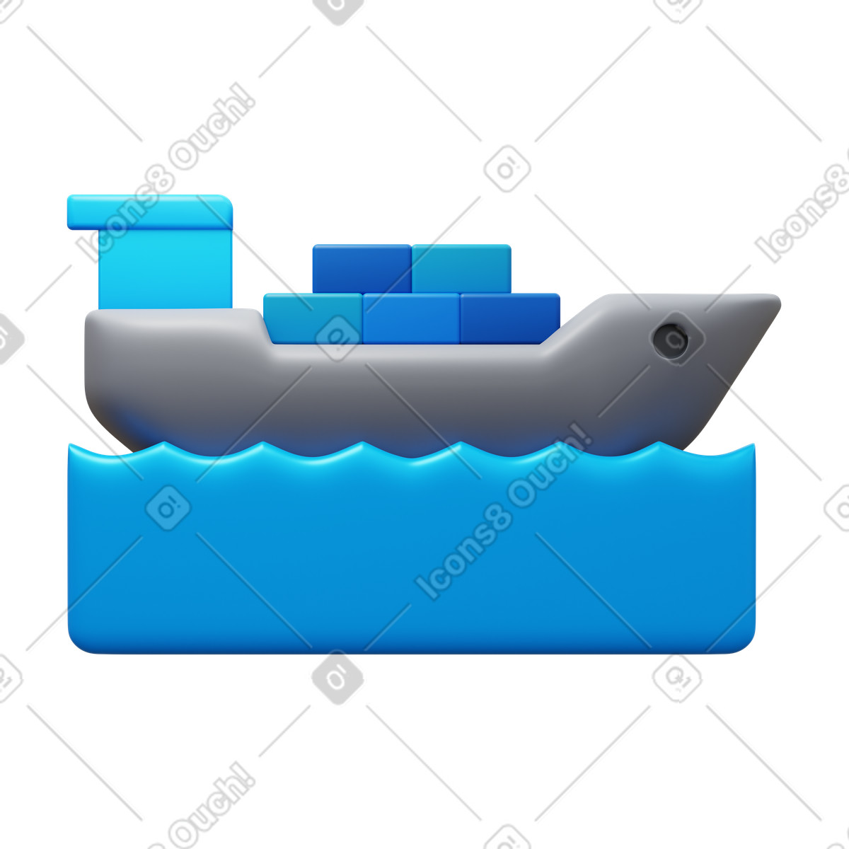 Cargo ship illustration in 3D Fluency style download in PNG, SVG
