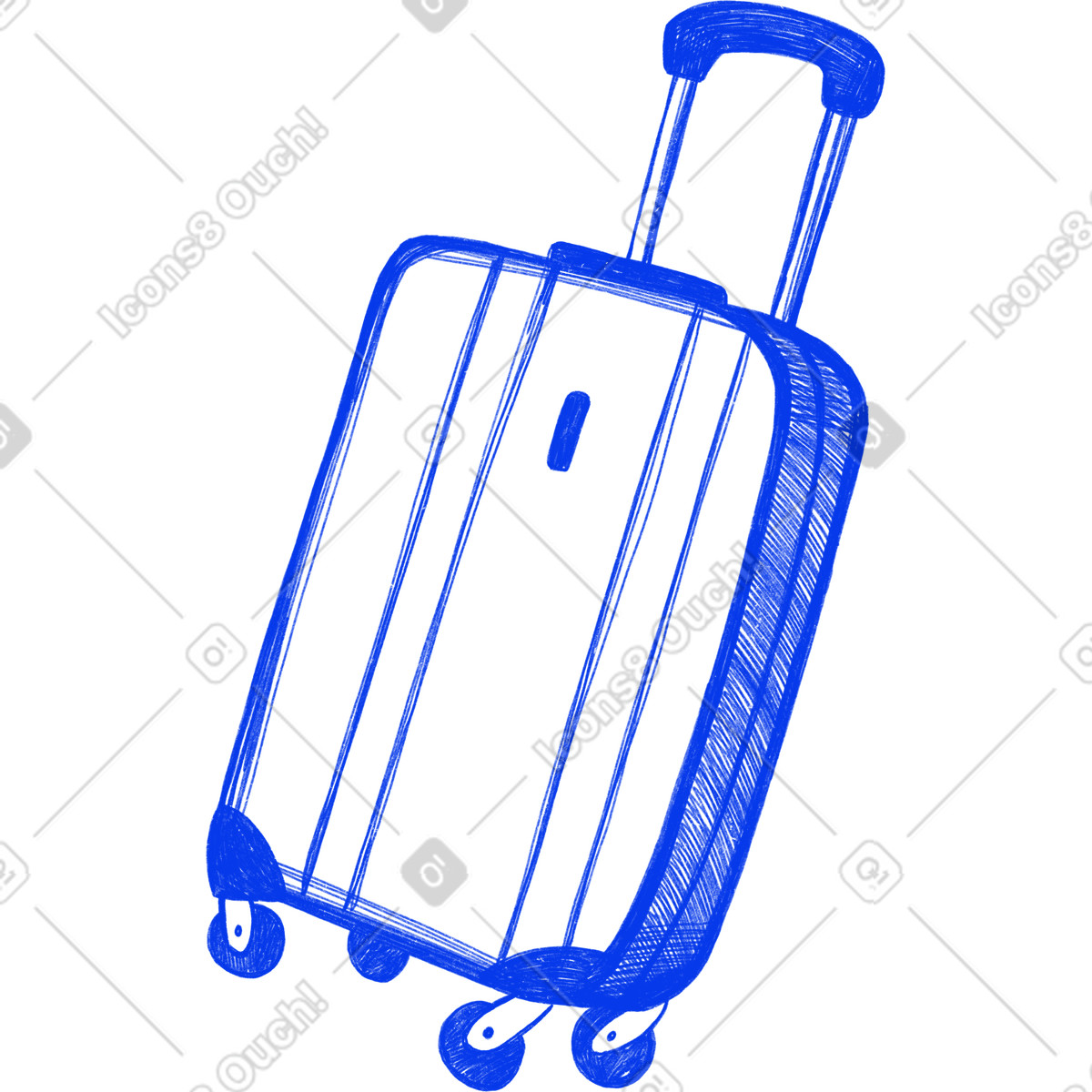 Biro 스타일의 Large blue travel suitcase on wheels 일러스트레이션 PNG, SVG 다운로드