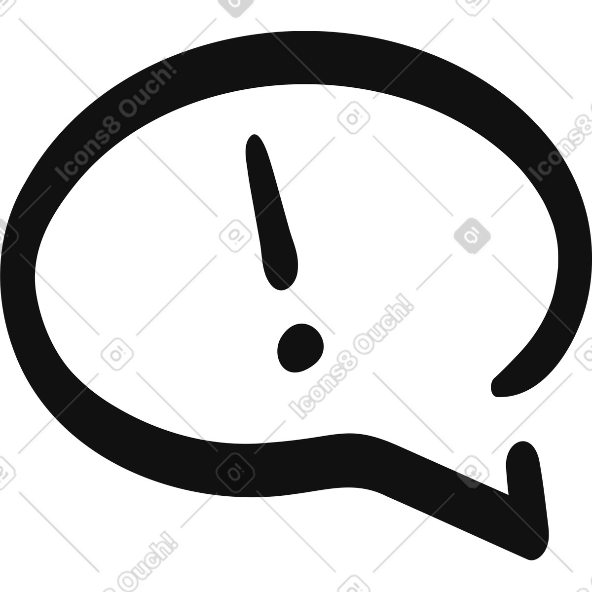Иллюстрация Speech bubble exclamation mark symbol for alert message notification в стиле Organic — скачать в форматах PNG, SVG