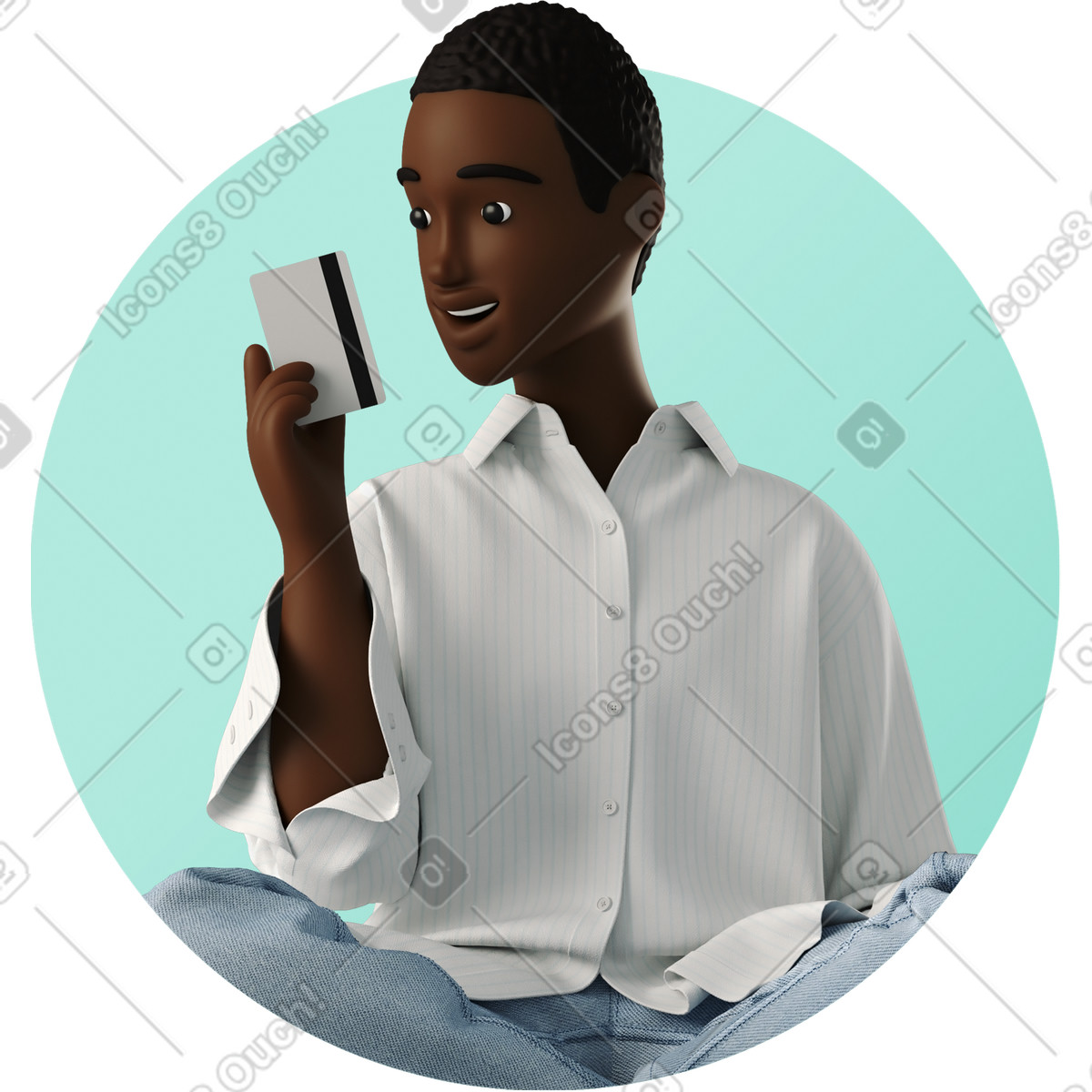 3D Business 스타일의 은행 카드를 든 즐거운 여성의 아바타 일러스트레이션 PNG, SVG 다운로드