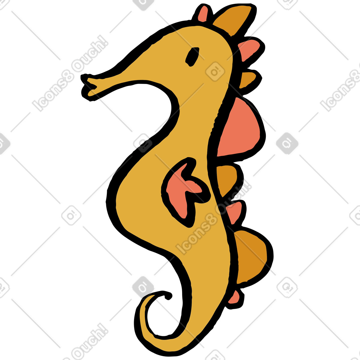 Ilustração de Cavalo marinho em no estilo Scandi para baixar em PNG, SVG