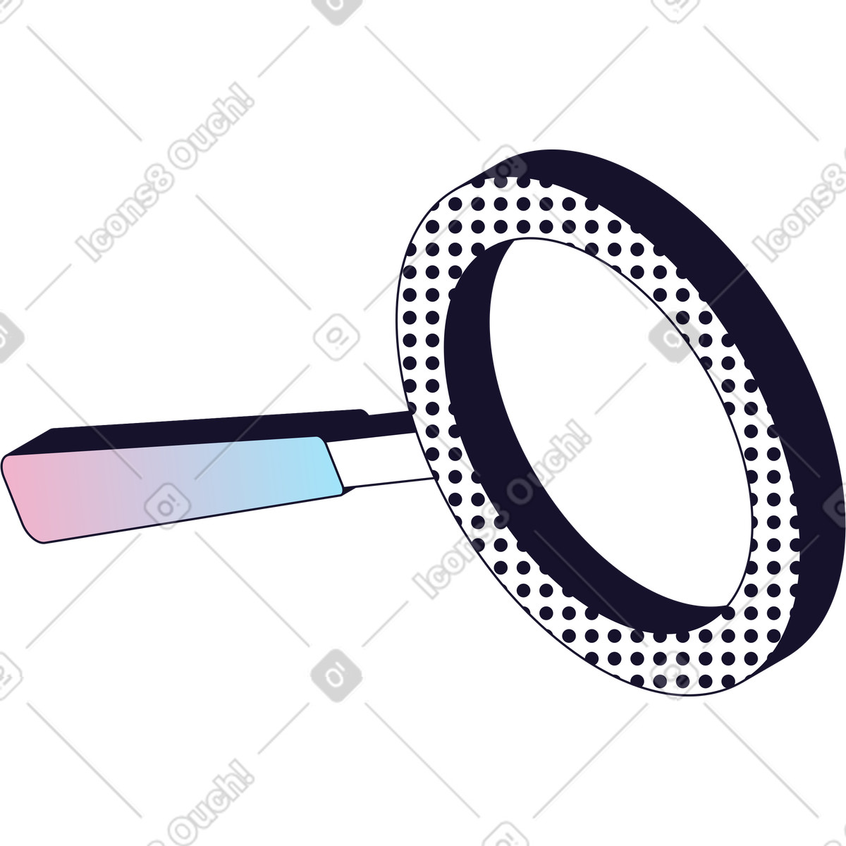Magnifying glass illustration in Node style download in PNG, SVG