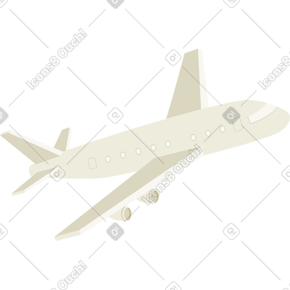 Flugzeug-Illustration im Social-Stil als Download in PNG, SVG